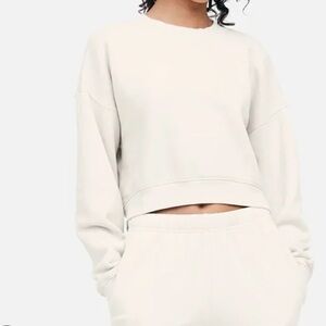 Mate the Label Fleece Cropped Sweatshirt Bone